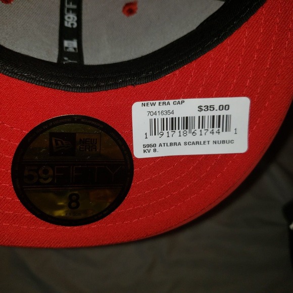 Atlanta Braves Nubuck Scarlet Red New Era MLB 59Fifty Fitted Hat Limited Edition - Picture 4 of 8